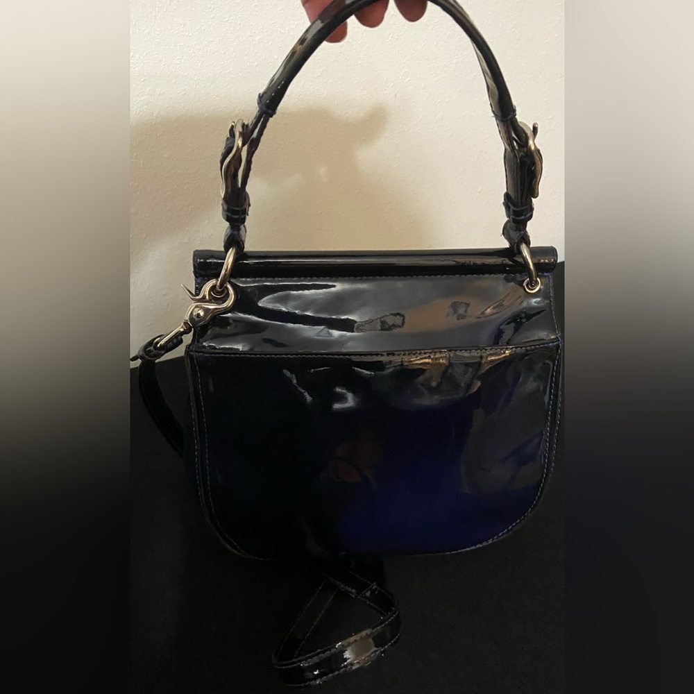 COACH Willis ~ Cobalt Blue ~ Patent Leather Silver HW ~ Crossbody ~ Handbag 💙🩶 - Picture 3 of 16